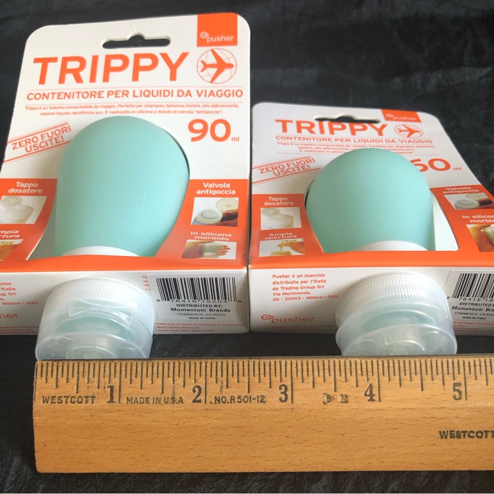 Set of 2 Trippy Silicone No Drip Cosmetic Travel Squeeze Tube: 3 oz & 2 oz BLUE - Picture 8 of 9